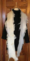 White Scarf with Raw Edges