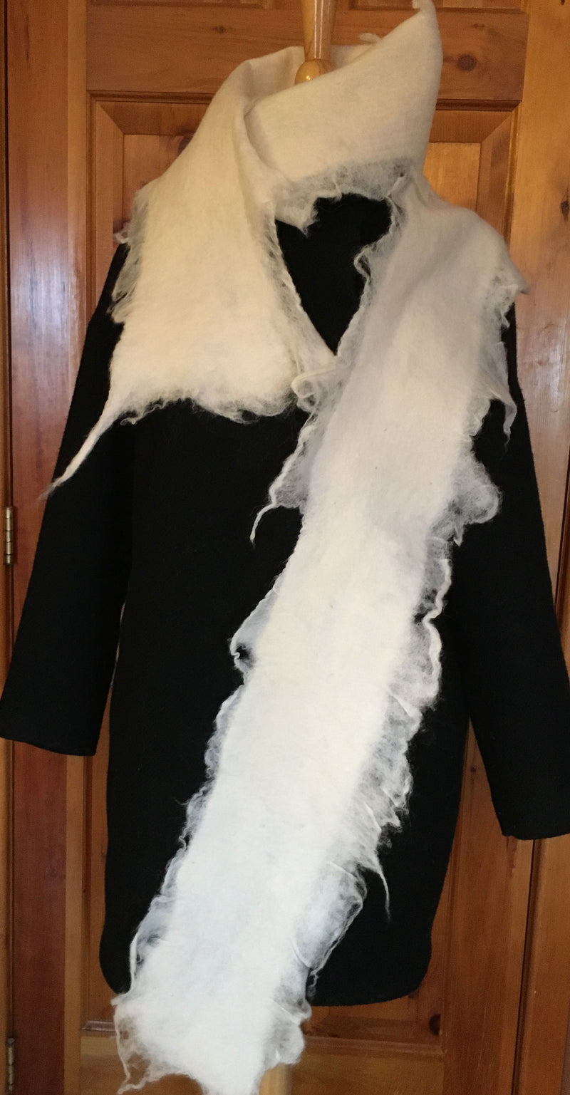 White Scarf with Raw Edges