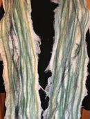 White Scarf with Shades of Green Overlays