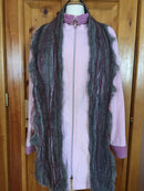 Medium Silver Grey Scarf with Purple/White Strands
