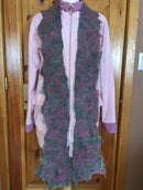 Medium Silver Grey Scarf with Pink Wisps