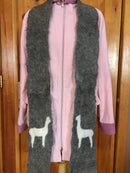 Medium Silver Grey Scarf with 2 alpaca silhouettes