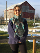 Dark Silver Grey Scarf with a cotton candy overlay and raw edges