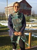 Dark Silver Grey Scarf with a cotton candy overlay and raw edges