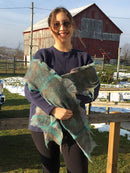 Dark Silver Grey Scarf with a cotton candy overlay and raw edges