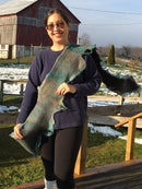 Dark Silver Grey Scarf with a cotton candy overlay and raw edges