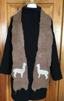 Dark Fawn Scarf with Alpaca Silhouettes