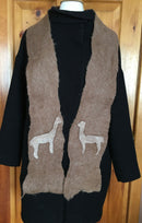 Dark Fawn Scarf with Alpaca Silhouettes