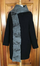 Medium Silver Grey Scarf with Black Wisps